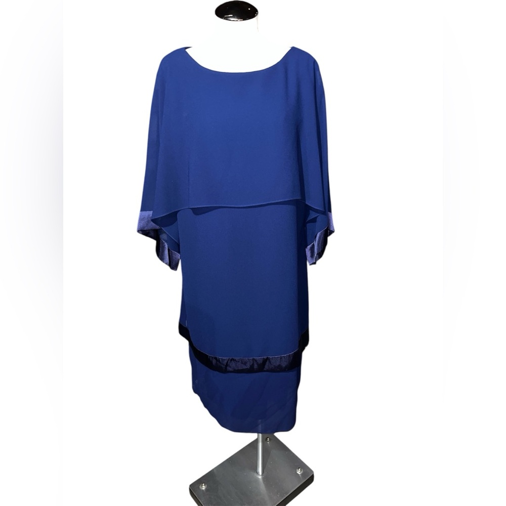 Patra size 12 blue evening dress formal wedding mother of the bride sheer layer